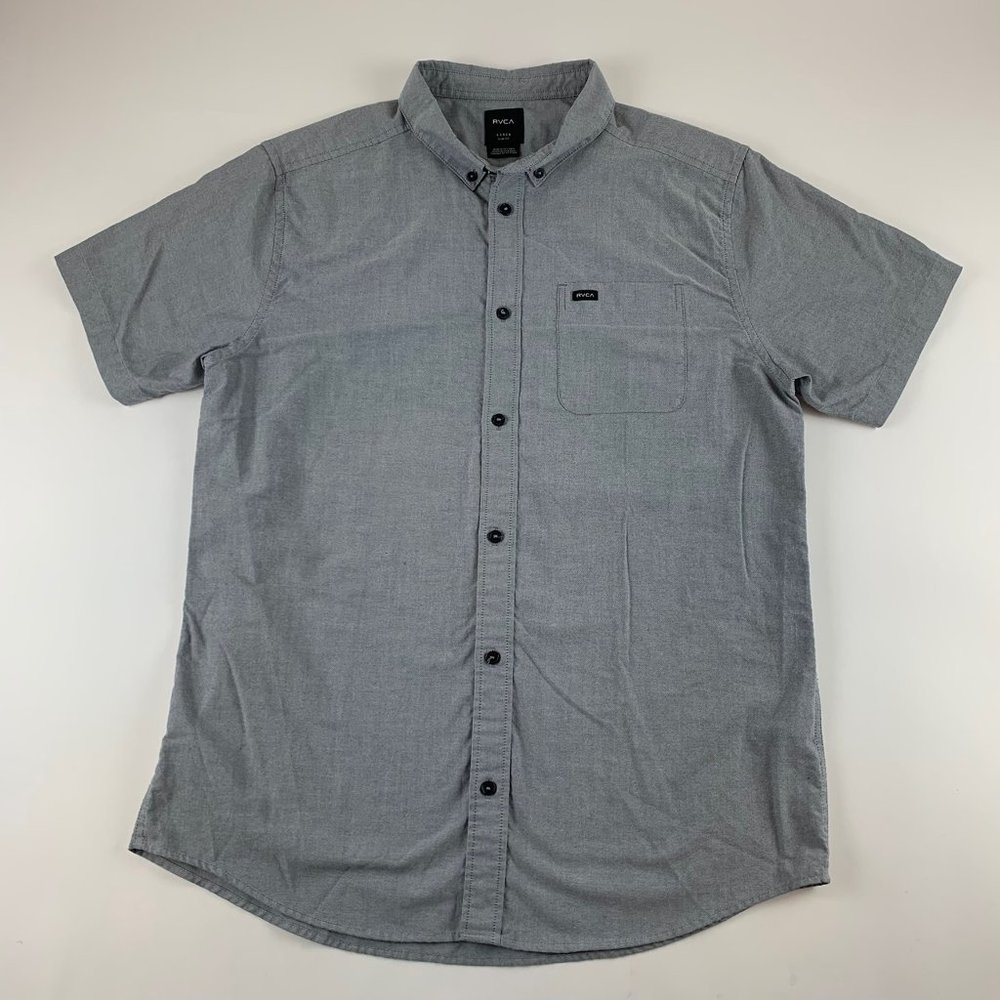 RVCA Mens Gray Short Sleeve Button Down Shirt
